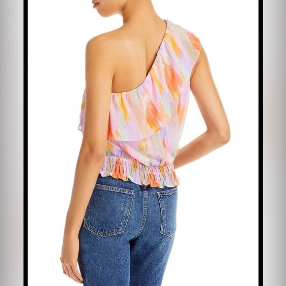 Aqua Women's Multicolor One-Shoulder Top Sz S NWT - Picture 2 of 8